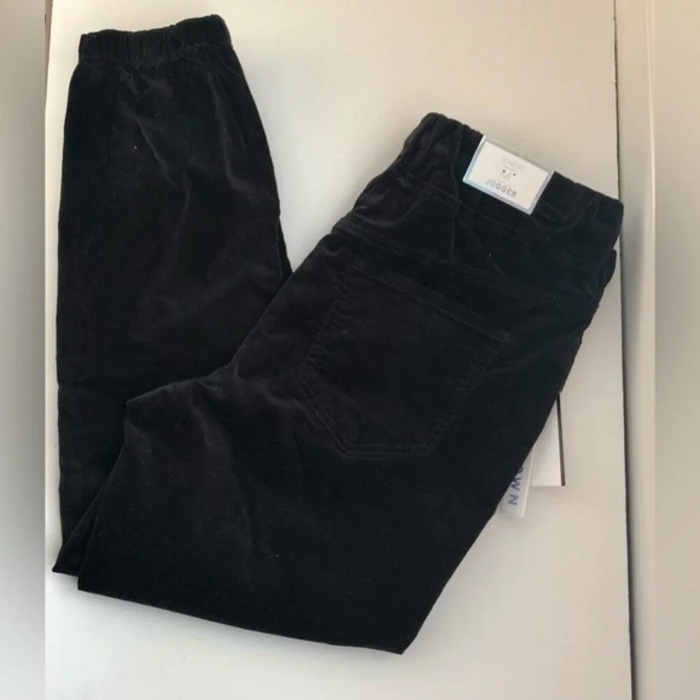 TINSELTOWN, JUNIOR'S VELVET BLACK DRAWSTRING JOGGER PANTS SIZE M HIGH RISE